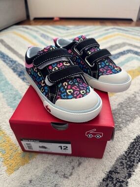 See Kai Run Robyne Velcro sneakers black leopard 12 NIB